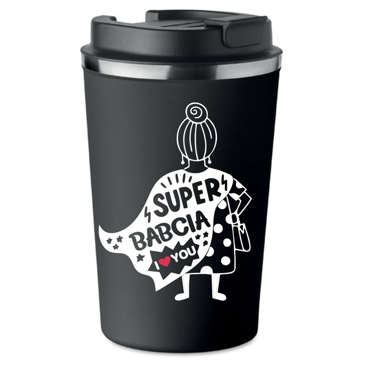 Термо чаша PoStar, черна