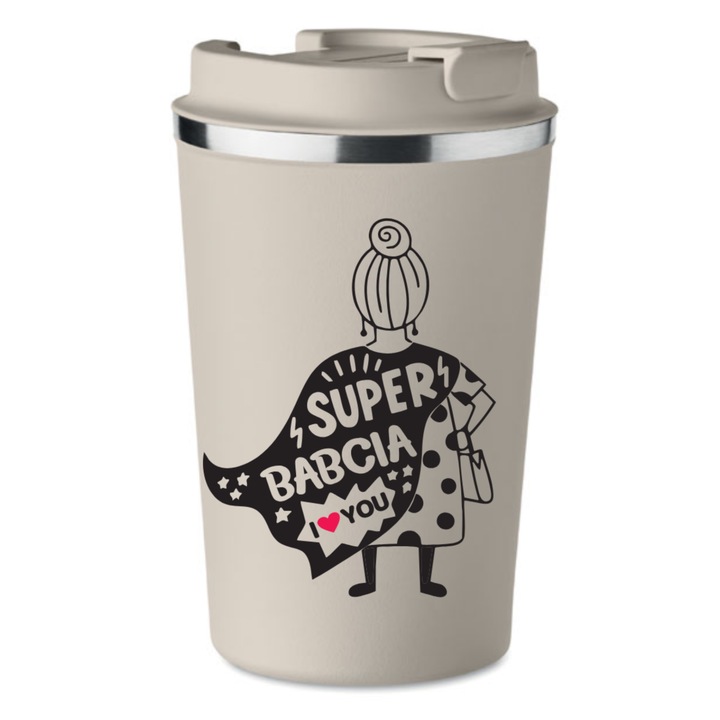 Термо чаша PoStar, бежова