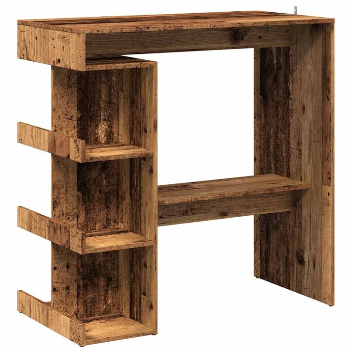 Masa de bar cu suport de depozitare vidaXL, lemn vechi, 25.9 Kg 856758