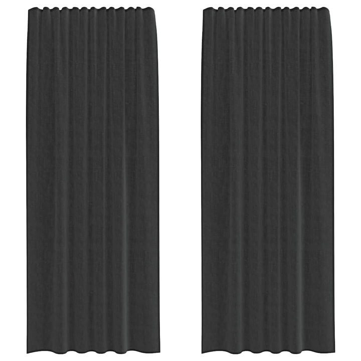 Perdele Voile cu buzunare pentru bare vidaXL, 2 buc, Negru 4102168
