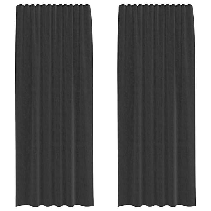 Perdele Voile cu buzunare pentru bare vidaXL, 2 buc, Negru 4102169
