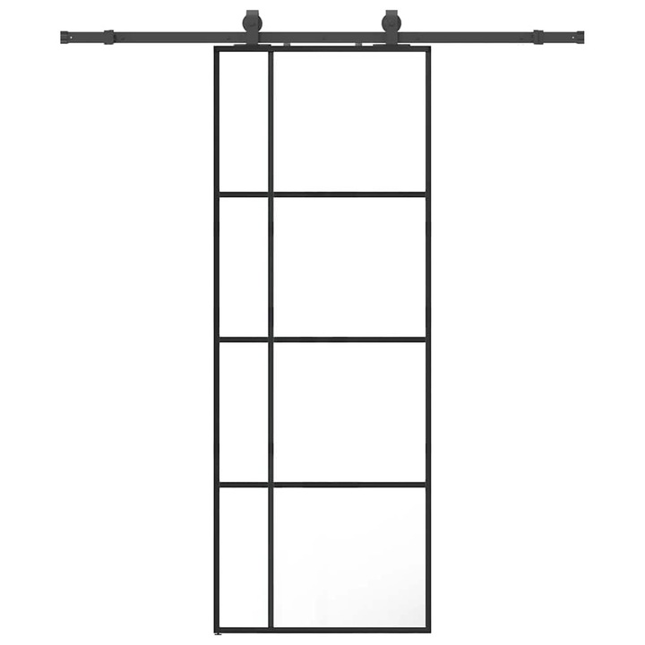 Usa glisanta cu set de feronerie vidaXL, neagra, 76x205 cm, Sticla ESG, 25.35 Kg 3375808