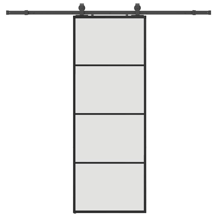 Usa glisanta cu set de feronerie vidaXL, neagra, 76x205 cm, Sticla ESG, 26.76 Kg 3375930