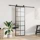 Usa glisanta cu set de feronerie vidaXL, neagra, 76x205 cm, Sticla ESG, 26.76 Kg 3375930