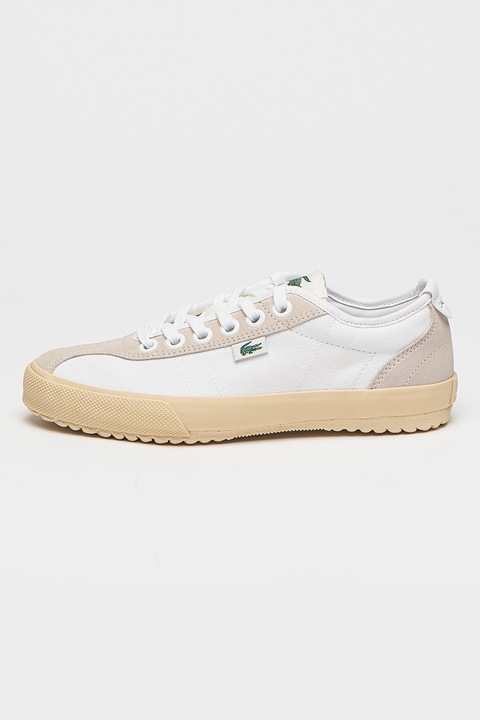 Lacoste, Текстилни спортни обувки с велур, Бял