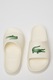 Lacoste, Papuci cu imprimeu logo Serve, Verde, Alb murdar, 39.5