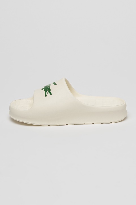 Lacoste, Чехли Serve с лого, Зелен/Мръснобял