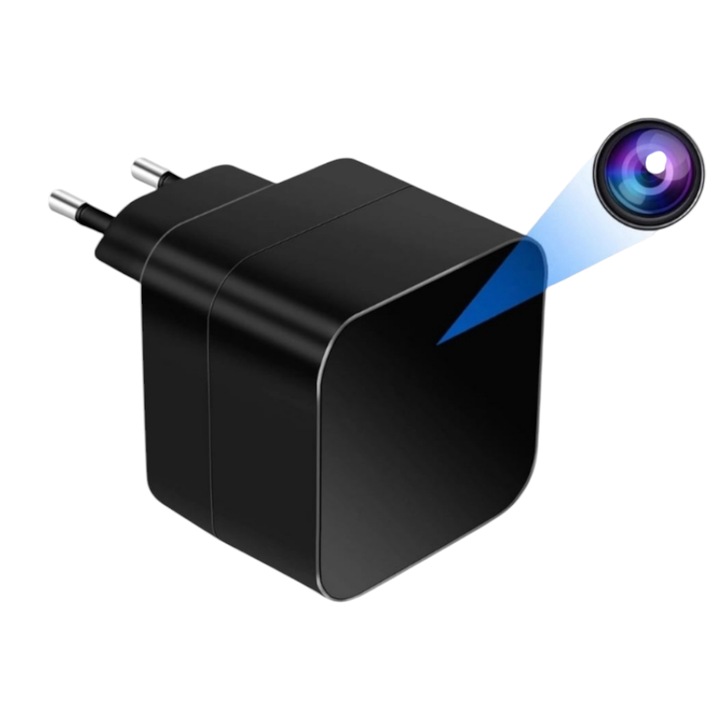 Incarcator USB cu Camera Spion Night Vision, 32 GB, Wi-Fi, Senzor Miscare, Aplicatie Smartphone, Inregistrare in bucla