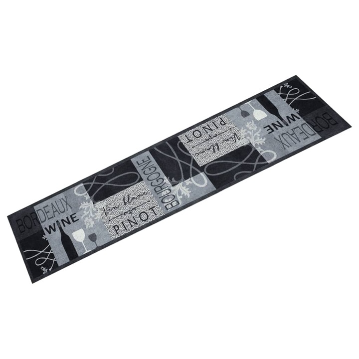 VidaXL szürke bor mintás mosható bársony konyhaszőnyeg 60x300cm 4005601