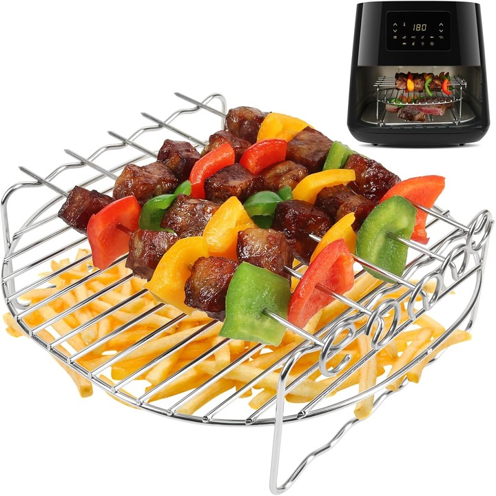 Accesoriu Airfryer pentru Philips Airfryer XXL, Gratar pentru friteura cu aer cald cu 5 frigarui Philips /Ninja 5.7L/Cosori 5.5L-6.4