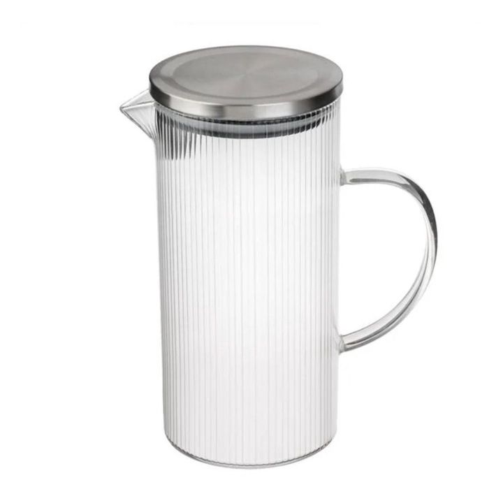 Carafa din Sticla cu Capac Metalic si Design Elegant