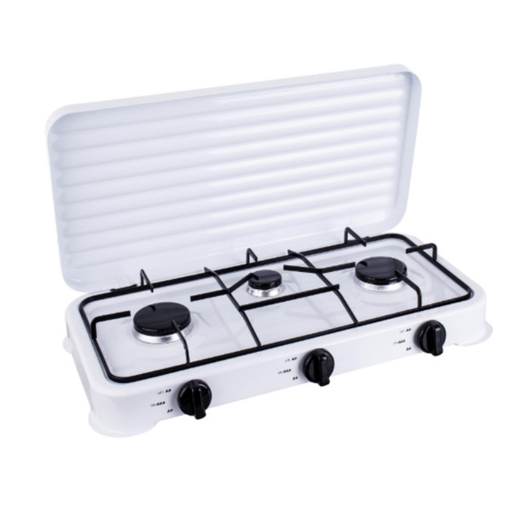 Gáztűzhely, 3 égős, PB-palack, 1,1kW-2,2kW, reduktor, tömlő, coshop
