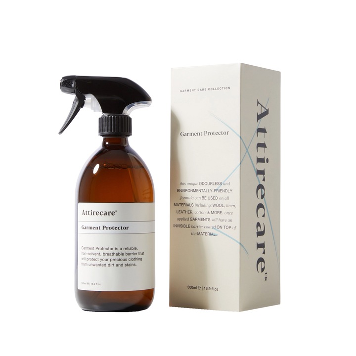 Solutie impermeabilizare textile Attirecare, Garment Protector, protejeaza hainele si incaltamintea, previne petele si absorbtia umiditatii, eficient, usor de folosit, cruelty-free, 500 ml