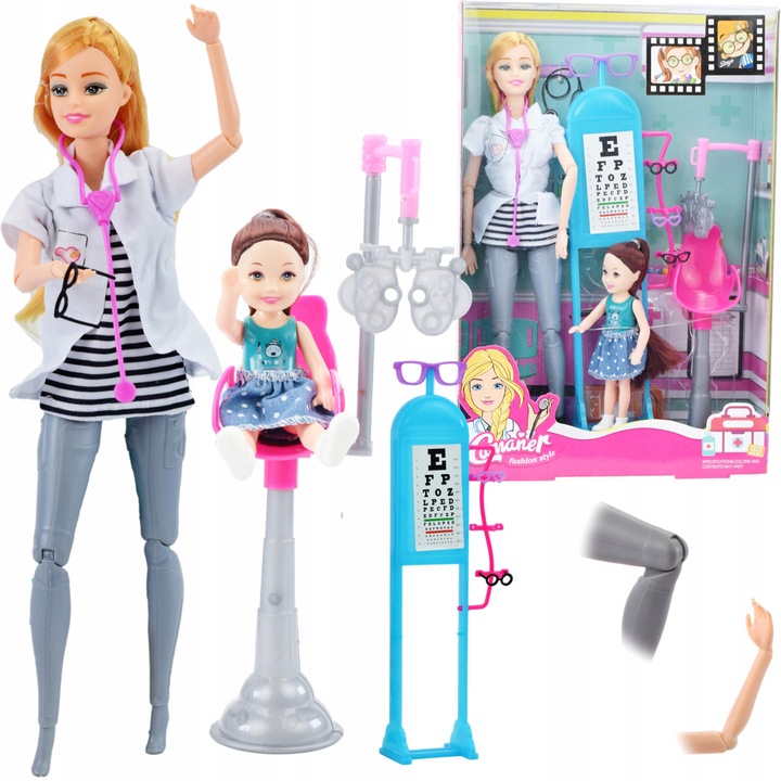 Baba gyerekeknek, Lolex, Eco-bőr, Szemorvos Játékok Lányok Sebészeti Kiegészítő készlet, Fejlett kéz-szem koordináció, Kreativitás, Ügyesség, Érzékelő, Kognitív, Motoros funkciók, 1 kg, Többszínű