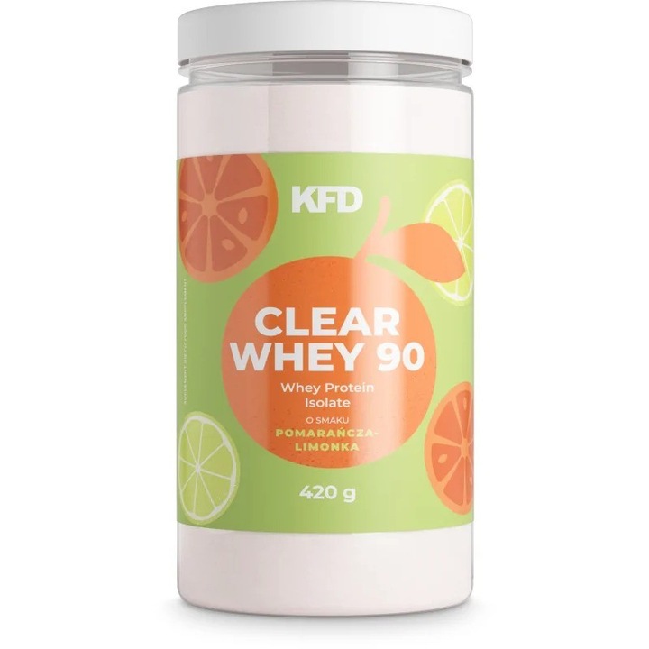 Хранителна добавка KFD Nutrition Clear Whey 90 Whey Protein Isolate, Портокал и лимон, 420 грама