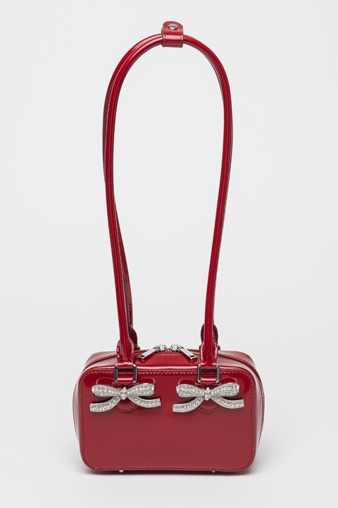 SELF-PORTRAIT, Geanta de piele lacuita cu bareta de umar, Visiniu