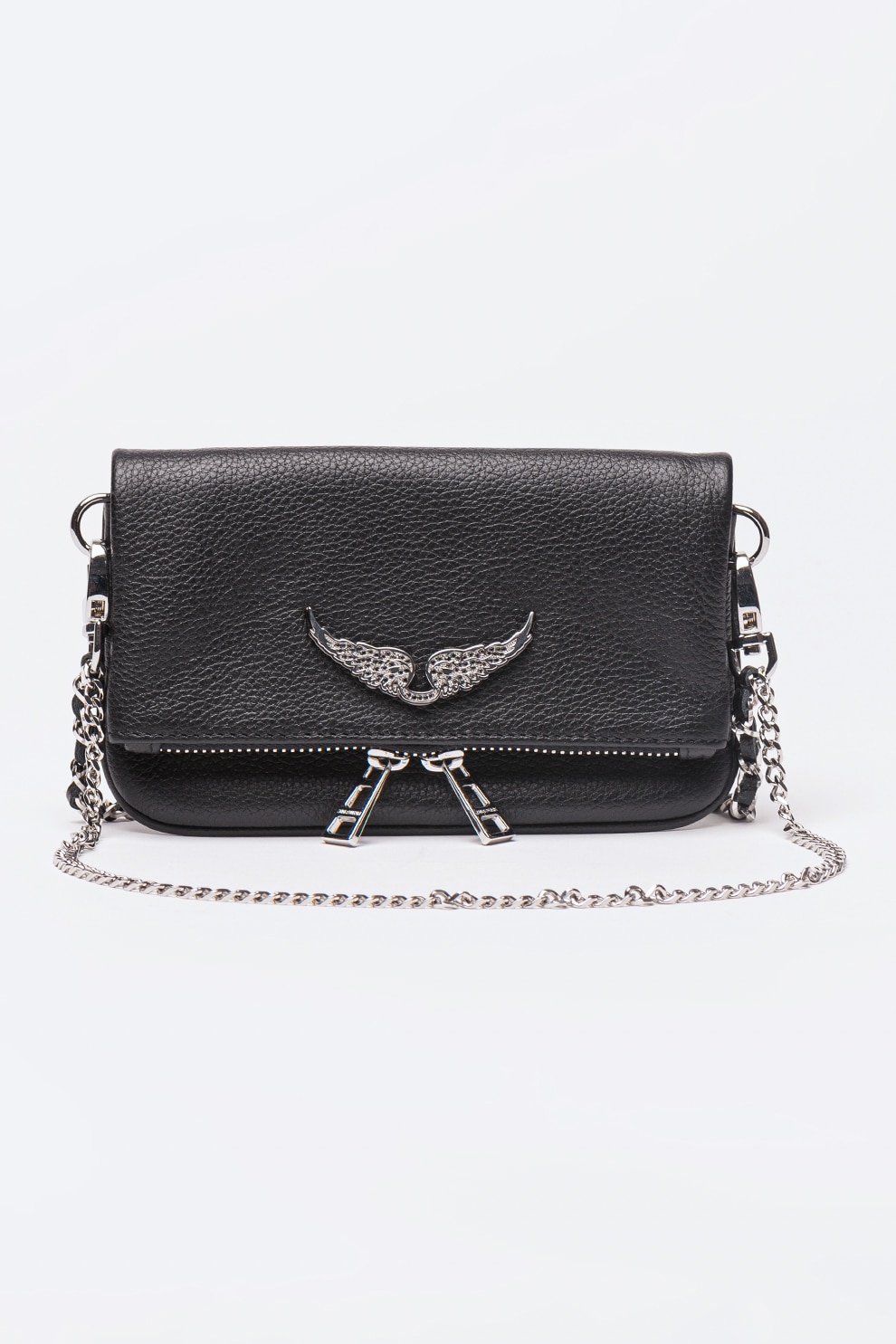 Zadig & Voltaire, Geanta crossbody de piele Rock Nano, Negru - eMAG.ro