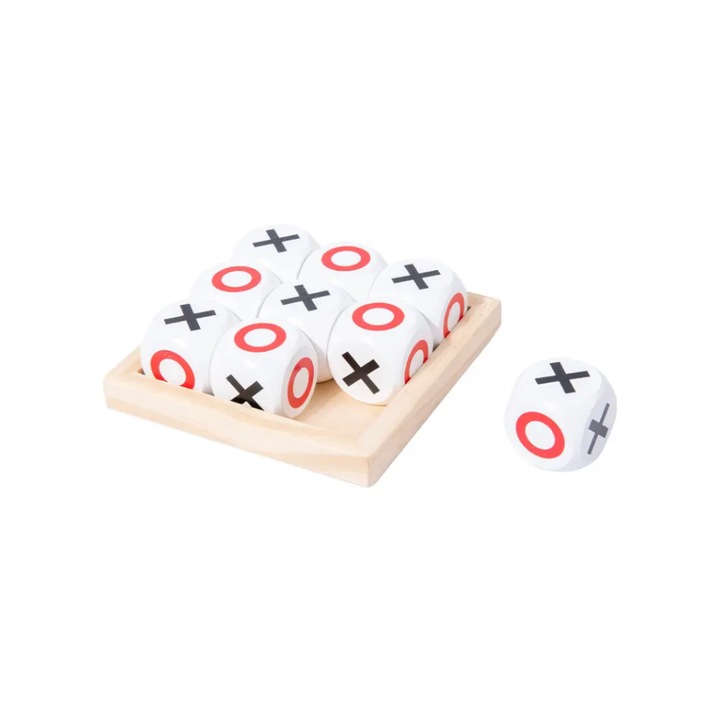 Joc de societate, interactiv si distractiv, X si 0, in cutiuta de lemn