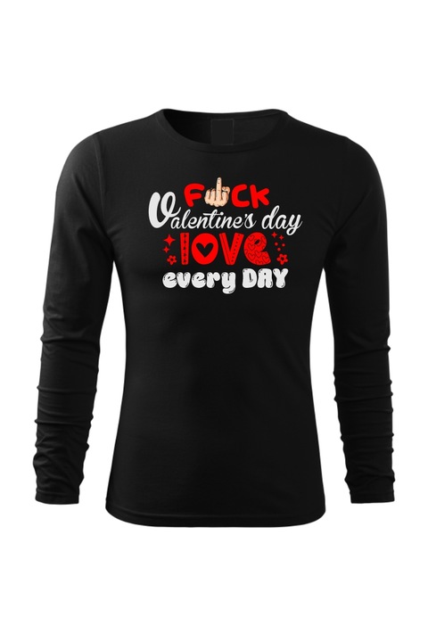 Bluza cu maneca lunga Valentine's Day Every Day, Negru