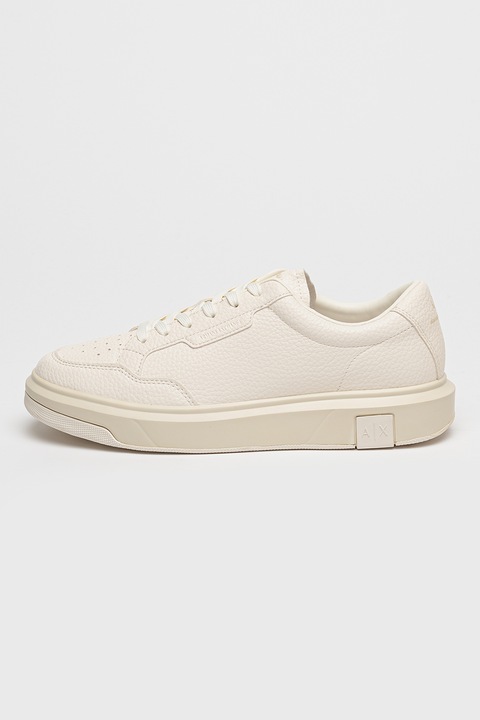 ARMANI EXCHANGE, Műbőr cipő texturált dizájnnal, Törtfehér