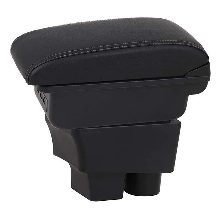 Cotiera consola centrala cutie de depozitare USB Organizator pentru Skoda Fabia 2008 - 2014 alunecare piele neagra
