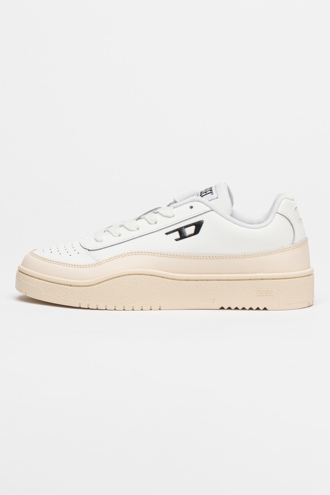 Diesel, Tracker bőrsneaker logóval, Fehér/Krémszín