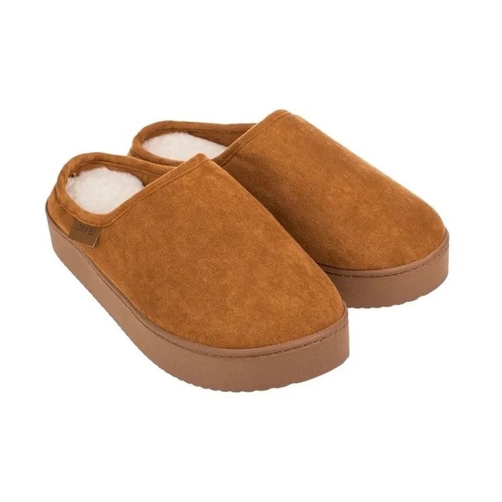 Зимни чехли с подсилена подметка, Welora, дамски, 38-39, кафяви