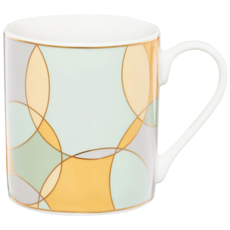 Set 4 cani Ambition Geometric Pastel, model cercuri, portelan, 380 ml
