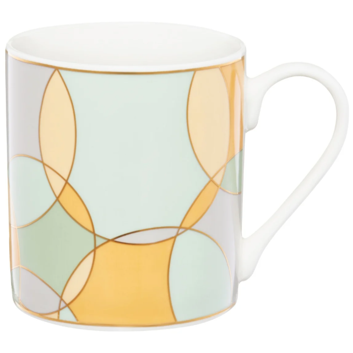 Set 4 cani Ambition Geometric Pastel, model cercuri, portelan, 380 ml