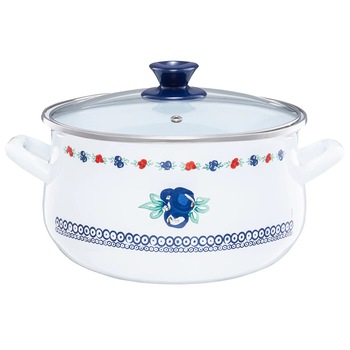 Oala cu capac Emalia Olkusz Kalina, emailata, 20 cm, 3.8 L