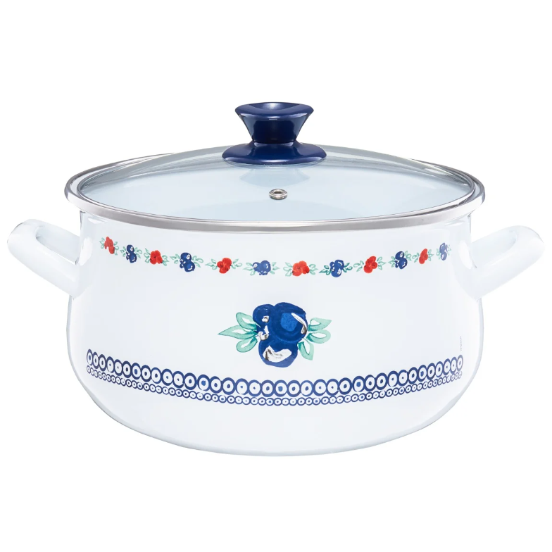 Oala cu capac Emalia Olkusz Kalina, emailata, 22 cm, 5 L