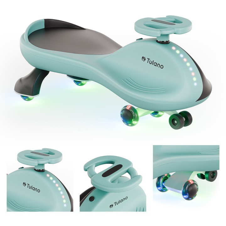 Masinuta pentru copii gravitationala Tulano Focus 35, jucarie gravitationala, cu roti din cauciuc LED, directie 360° si iluminare frontala suplimentara, Albastru