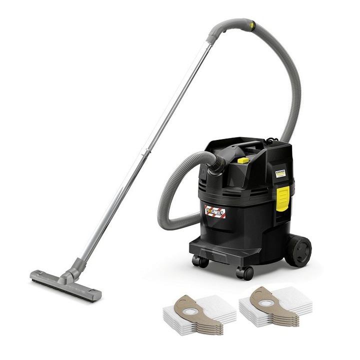 Прахосмукачка за сухо и мокро почистване Karcher NT 22/1 Ap L Anniversary Edition + 10 броя торби, Захранващо напрежение 220-240 V, Въздушен поток 72 l/s, Вакуум 249 mbar, Капацитет на контейнера 22 l, Номинална входна мощност 1300 W