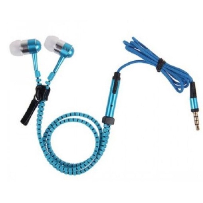 Casti Audio cu Fermoar, in-ear cu Microfon, Albastru