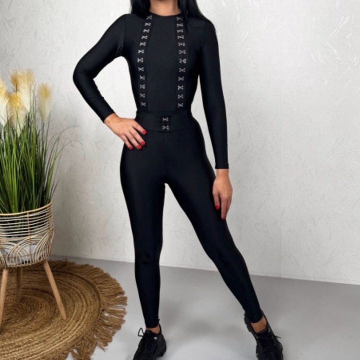 Noelani hosszu lycra alakformáló jumpsuit Fekete, Fekete, M