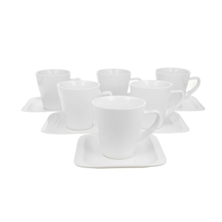 Set 6 cesti Infinity, 250 ml, albe din portelan