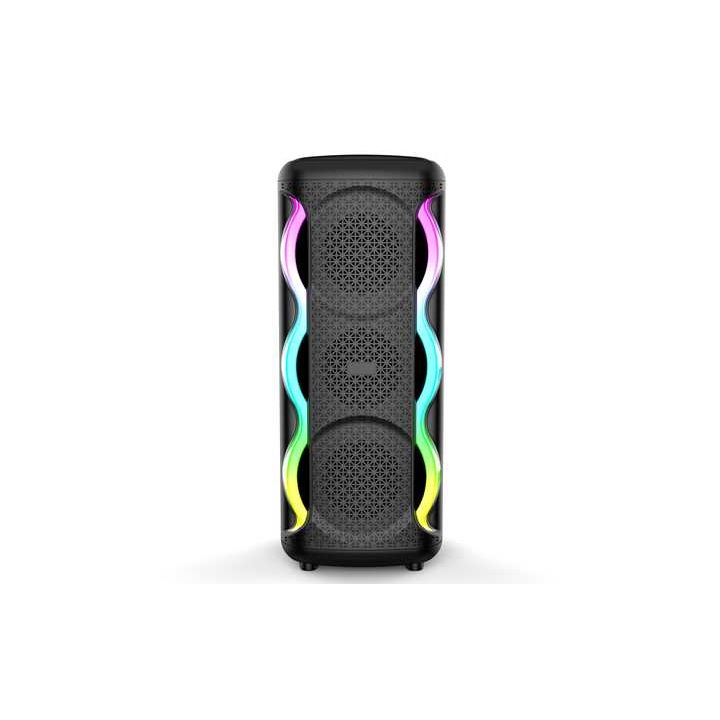 Преносима колонка с RGB светлини, 16W мощност, MP3, USB, bluetooth, TF, батерия, FM, караоке, черна