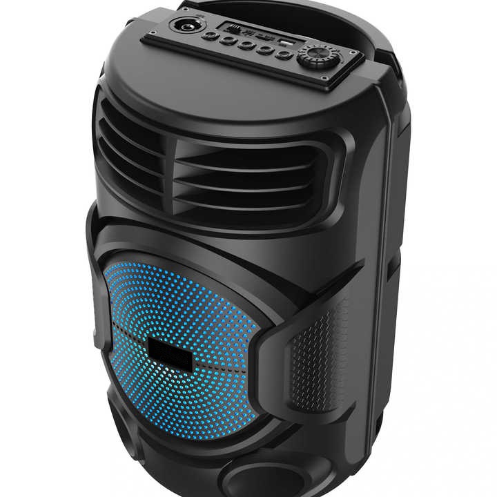 Преносима колонка с RGB светлини, мощност 8W, MP3, USB, bluetooth, TF, слот за микрофон, WI-FI, караоке, батерия, черна