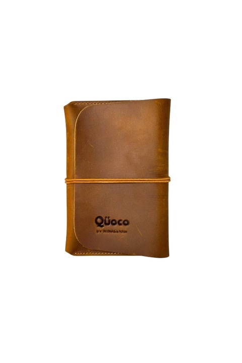 Férfi pénztárca, Quoco, Martinique, valódi bőr, rugalmas záródású, világosbarna