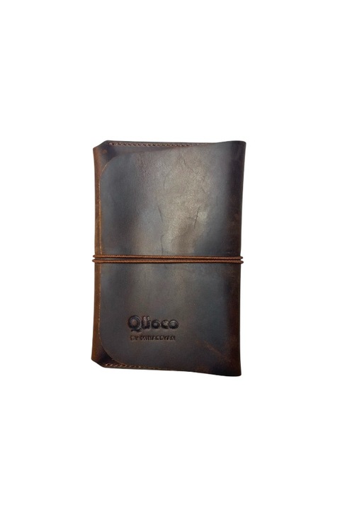 Férfi pénztárca, Quoco, Martinique, valódi bőr, elasztikus záródású, sötétbarna