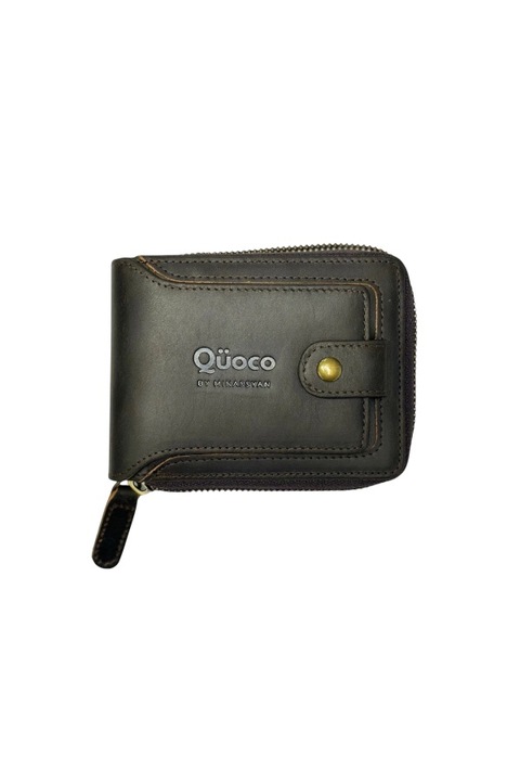 Férfi pénztárca Quoco, Santilan, valódi bőr, sötétbarna