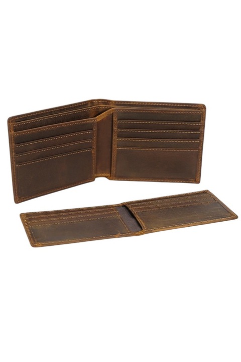 Férfi pénztárca, Quoco, Classico, valódi bőr, kivehető kártyatartó, sötétbarna