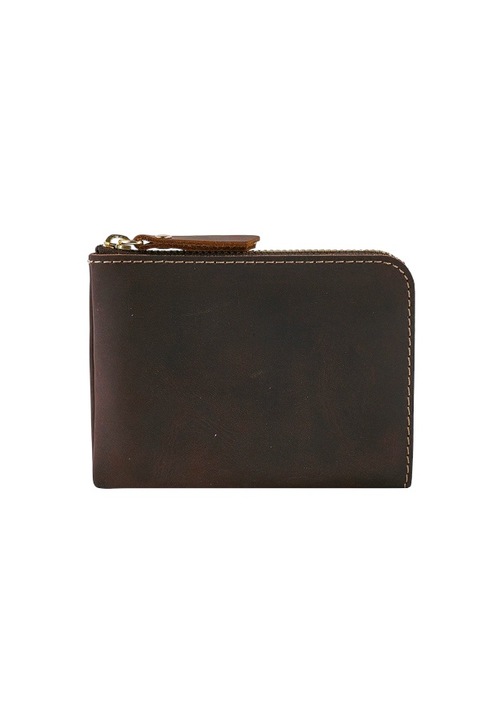 Quoco férfi pénztárca, Brio, Valódi Bőr, Cipzáros, Sötétbarna