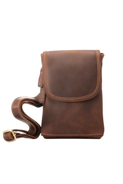 Férfi táska Quoco, Savio, valódi bőr, sötétbarna