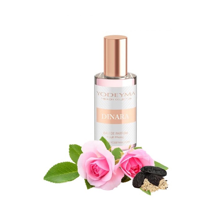 Yodeyma Dinara Eau de Parfum nőknek, rózsa, tonka és pézsma árnyalatai, kifinomult és kifinomult nőnek, 15 ml