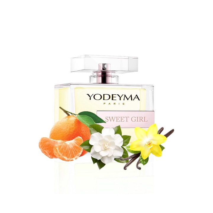 Yodeyma Sweet Girl Apa de parfum pentru femei, nuante de mandarina, gardenia si vanilie, pentru femeia jucausa si plina de farmec, 100ml