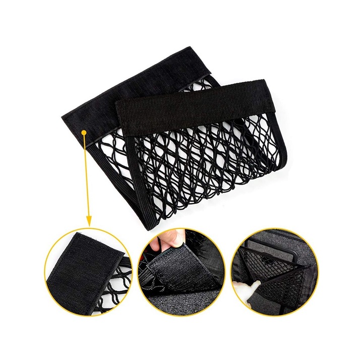 Органайзерна мрежа за багажник, Zola, еластична, 30x25 см, черна