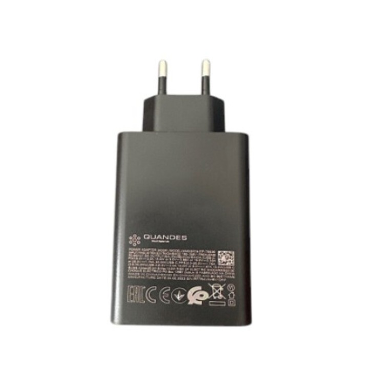 Incarcator retea 65 W trio Super Fast Charge 1x USB-C 65W 1x USB-C 25W 1x USB-A 15W, QUANDES®, compatibil cu Samsung, Huawei, Xiaomi, bulk