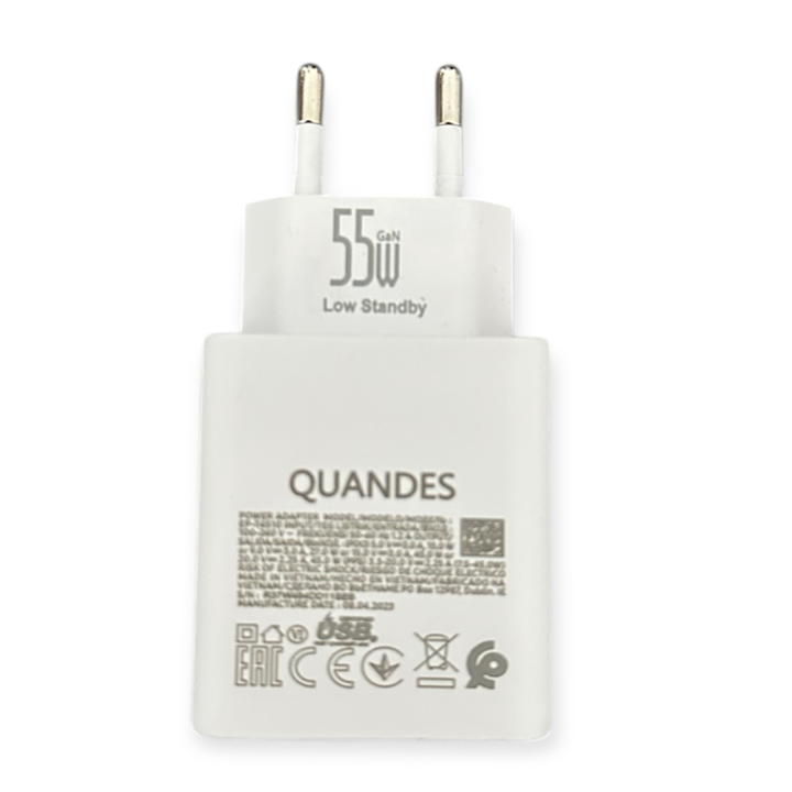 Incarcator super Fast Charge 55W PD GaN usb C, pentru Samsung S25, S25 ultra, fara cablu, alb