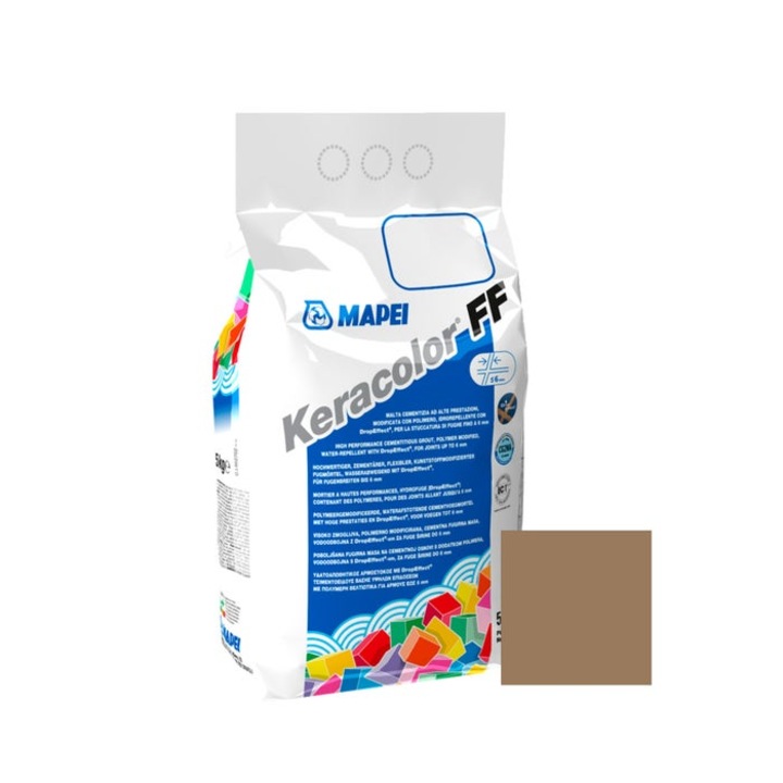 Фугираща мазилка Mapei Keracolor FF за плочки и камък, 135 златен прах, интериор/екстериор, 5 кг